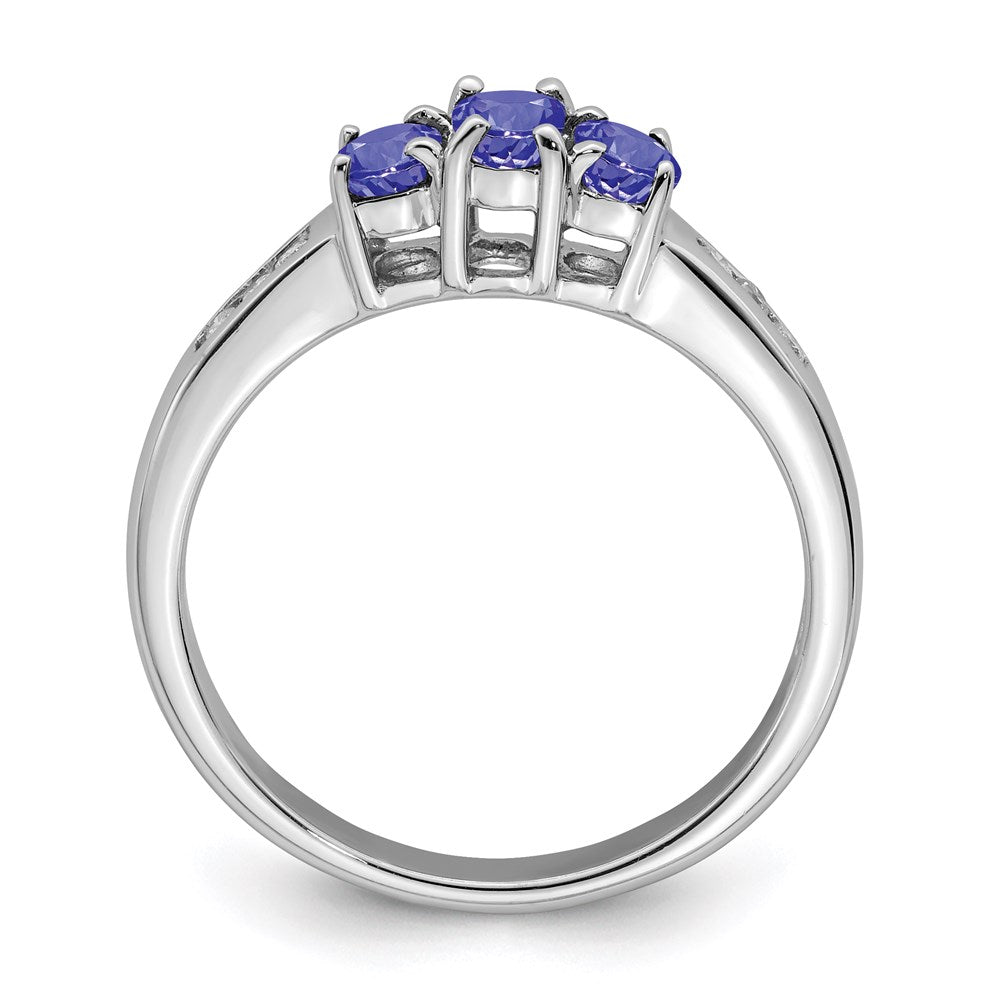 Sterling Silver Rhodium Tanzanite & Diamond Ring