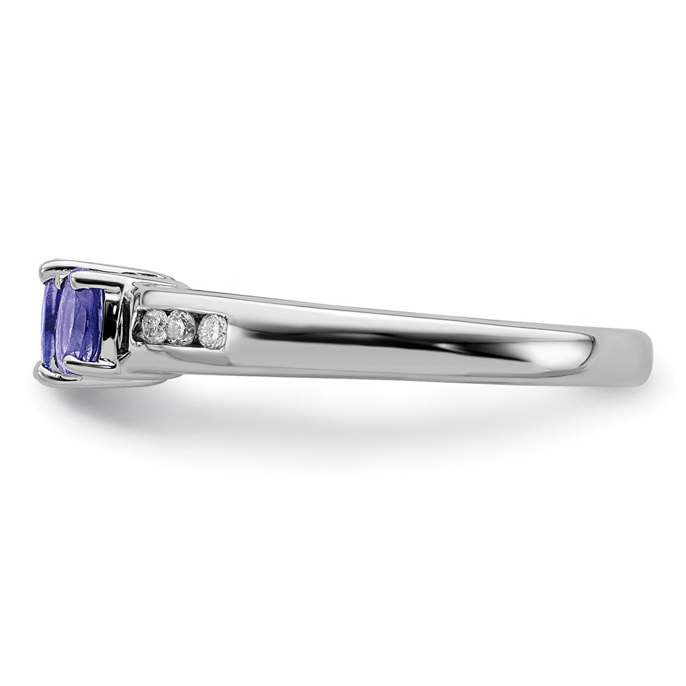 Sterling Silver Rhodium Tanzanite & Diamond Ring