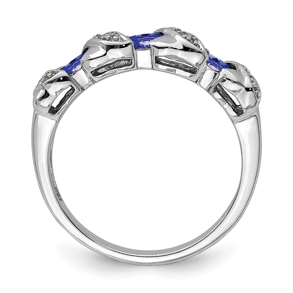 Sterling Silver Rhodium Tanzanite & Diamond Ring