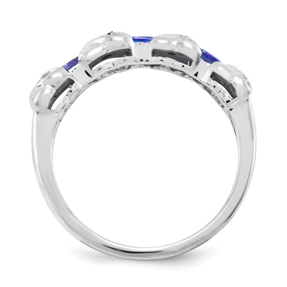 Sterling Silver Rhodium Tanzanite & Diamond Ring