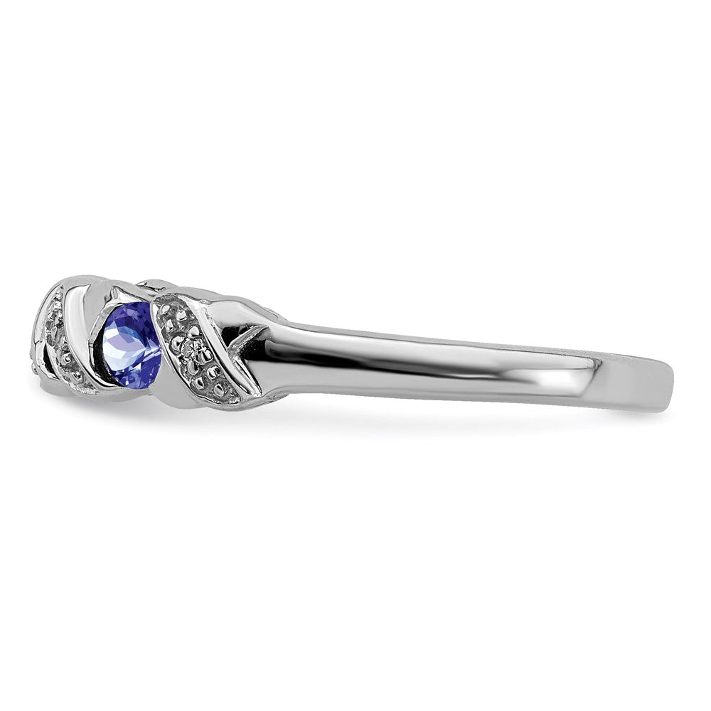 Sterling Silver Rhodium Tanzanite & Diamond Ring