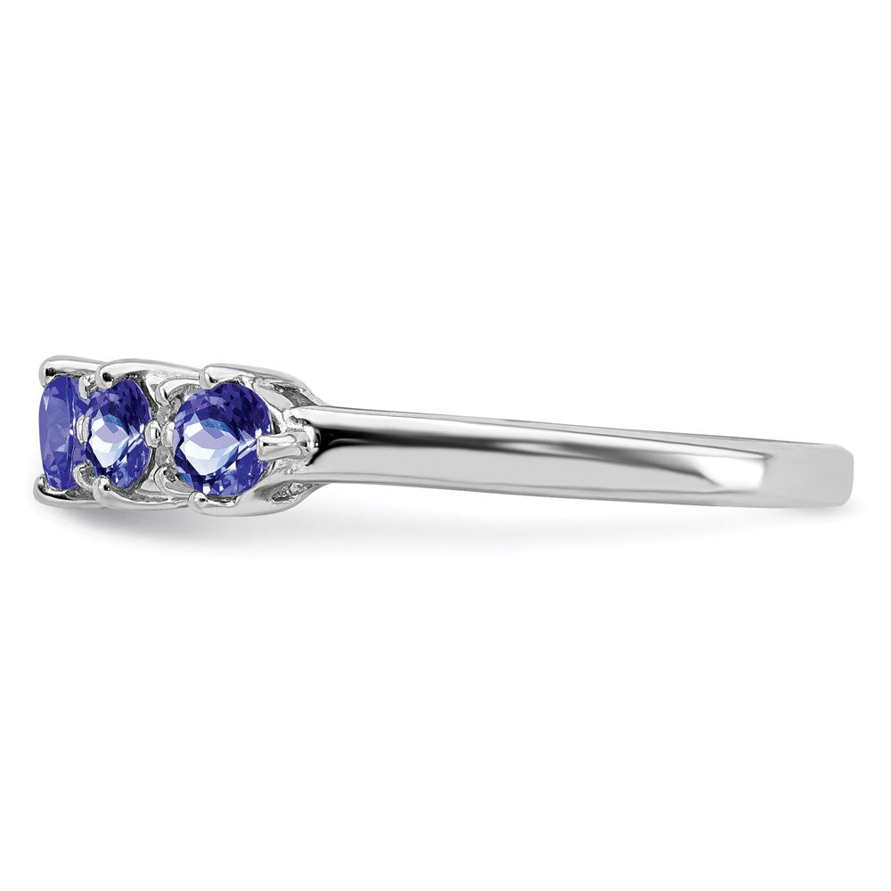 Sterling Silver Rhodium Tanzanite & Diamond Ring