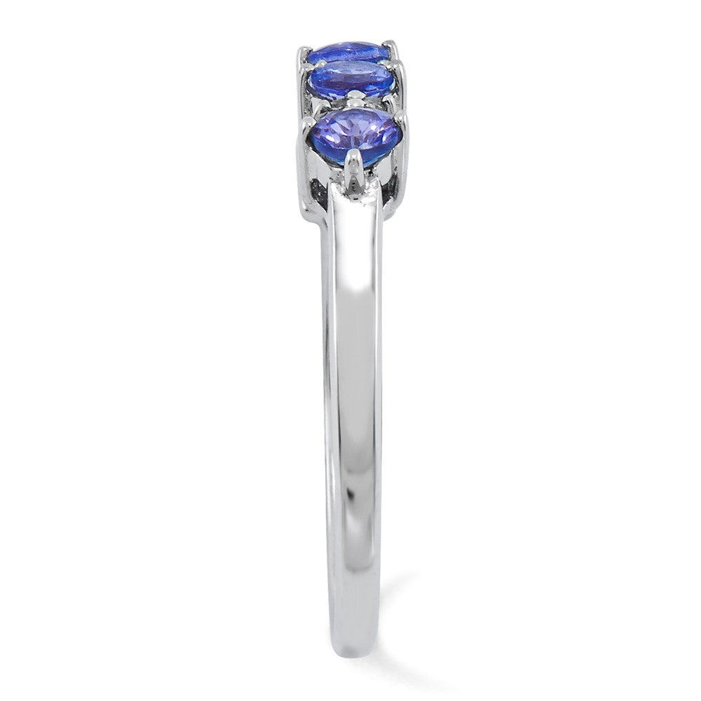 Sterling Silver Rhodium Tanzanite & Diamond Ring