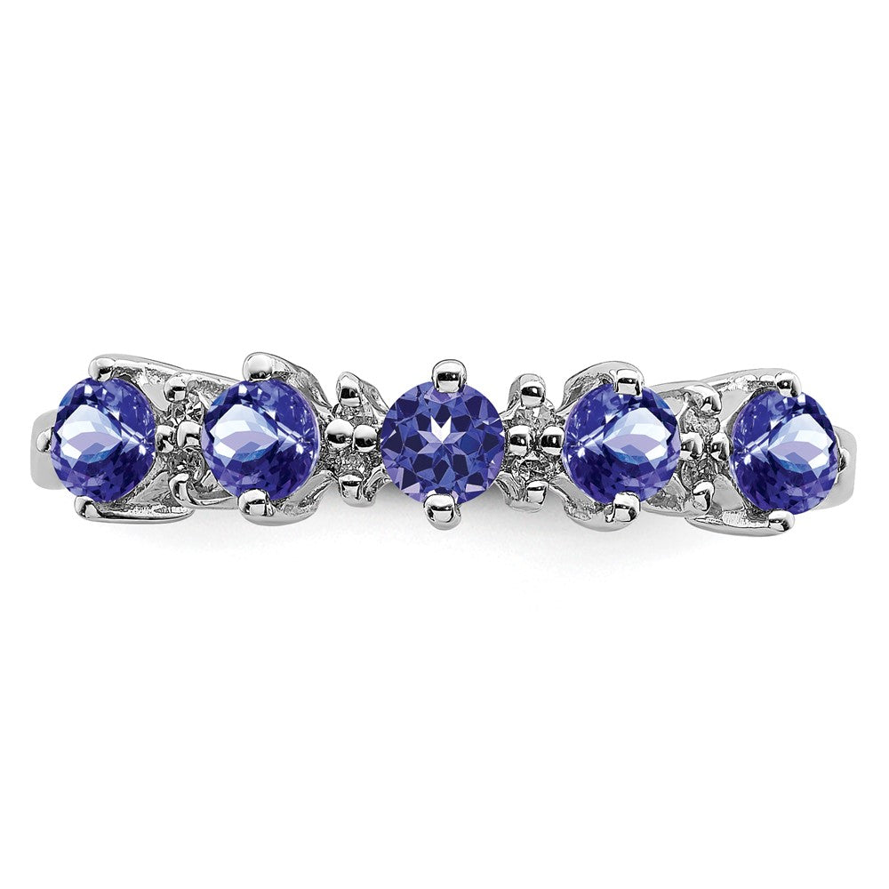 Sterling Silver Rhodium Tanzanite & Diamond Ring