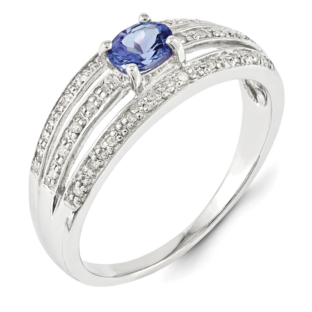 Sterling Silver Tanzanite & Diamond Ring