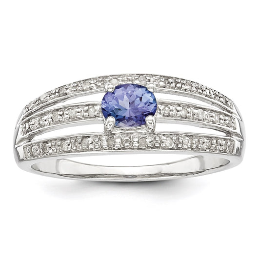 Sterling Silver Tanzanite & Diamond Ring