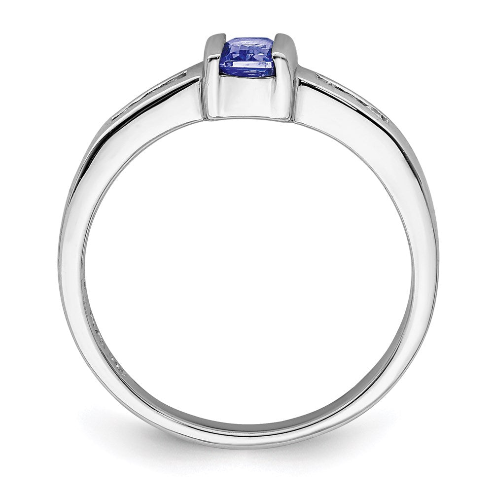 Sterling Silver Rhodium Tanzanite & Diamond Ring