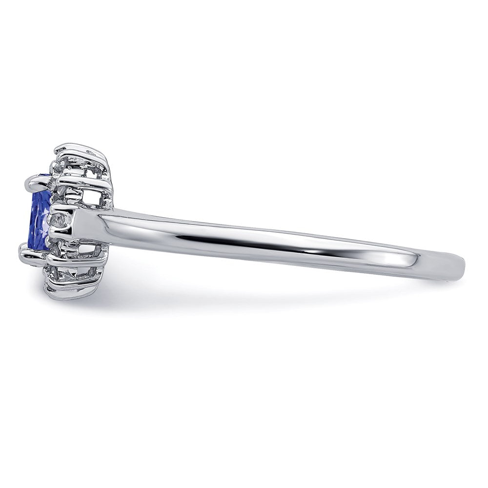 Sterling Silver Rhodium Tanzanite & Diamond Ring