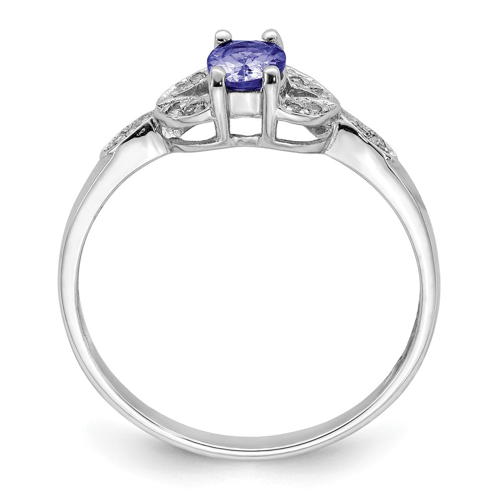 Sterling Silver Rhodium Tanzanite & Diamond Ring