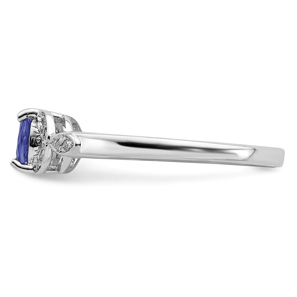 Sterling Silver Rhodium Tanzanite & Diamond Ring