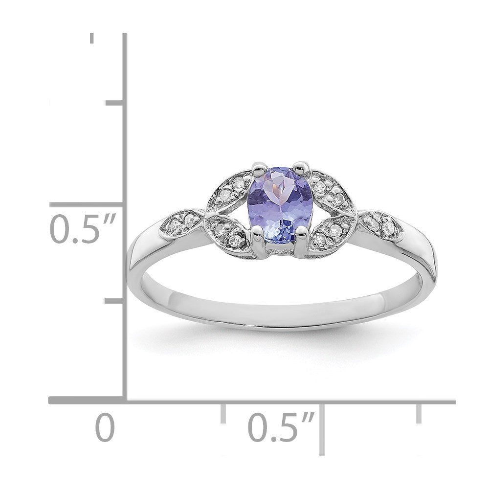 Sterling Silver Rhodium Tanzanite & Diamond Ring