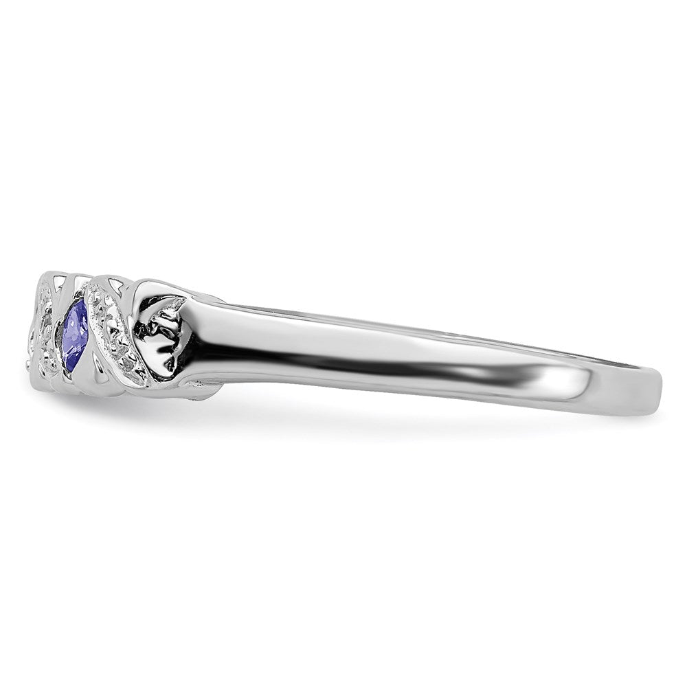 Sterling Silver Rhodium Tanzanite & Diamond Ring