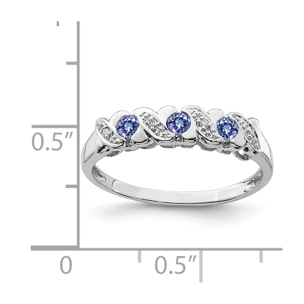 Sterling Silver Rhodium Tanzanite & Diamond Ring