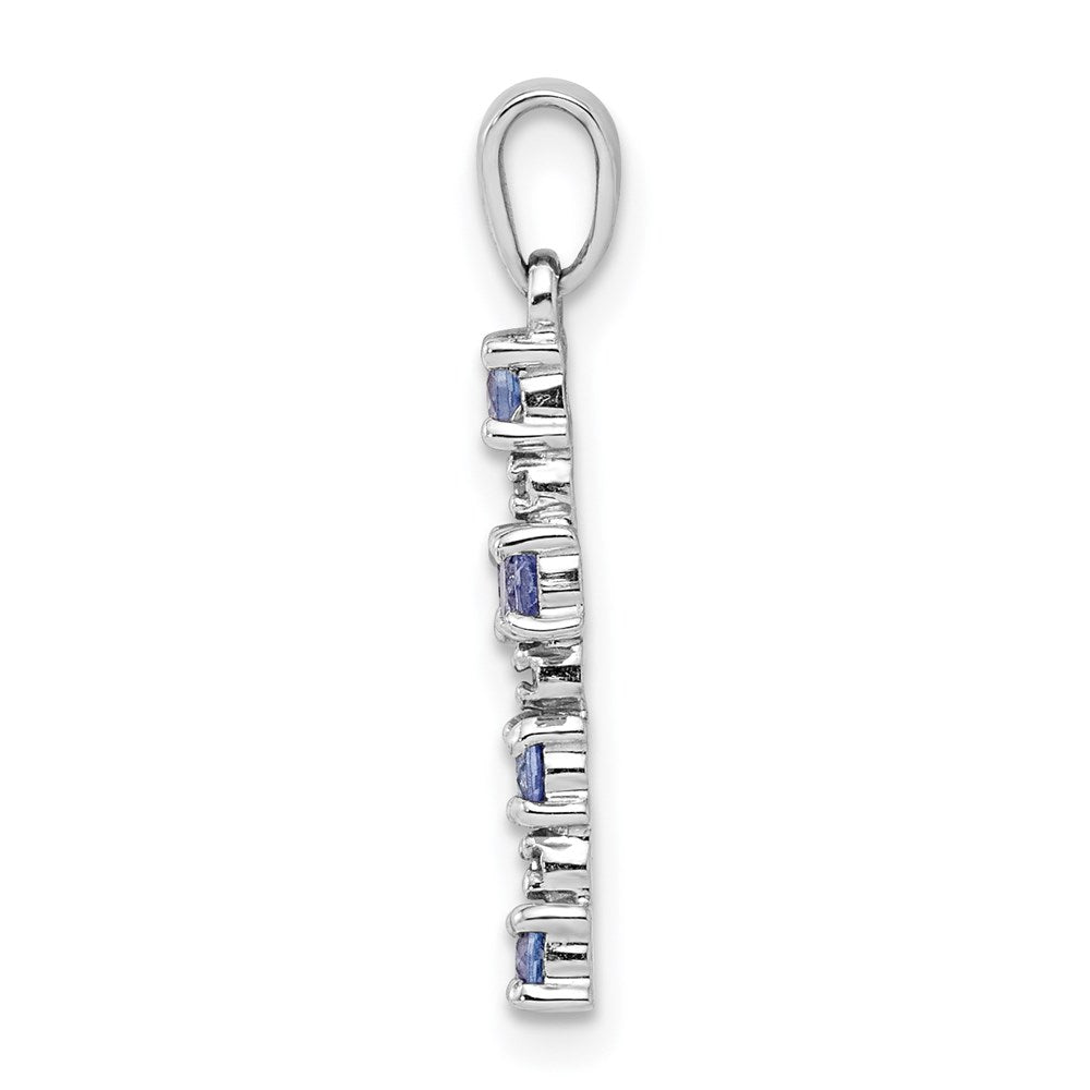 Sterling Silver Rhodium-plated Tanzanite & Diamond Pendant