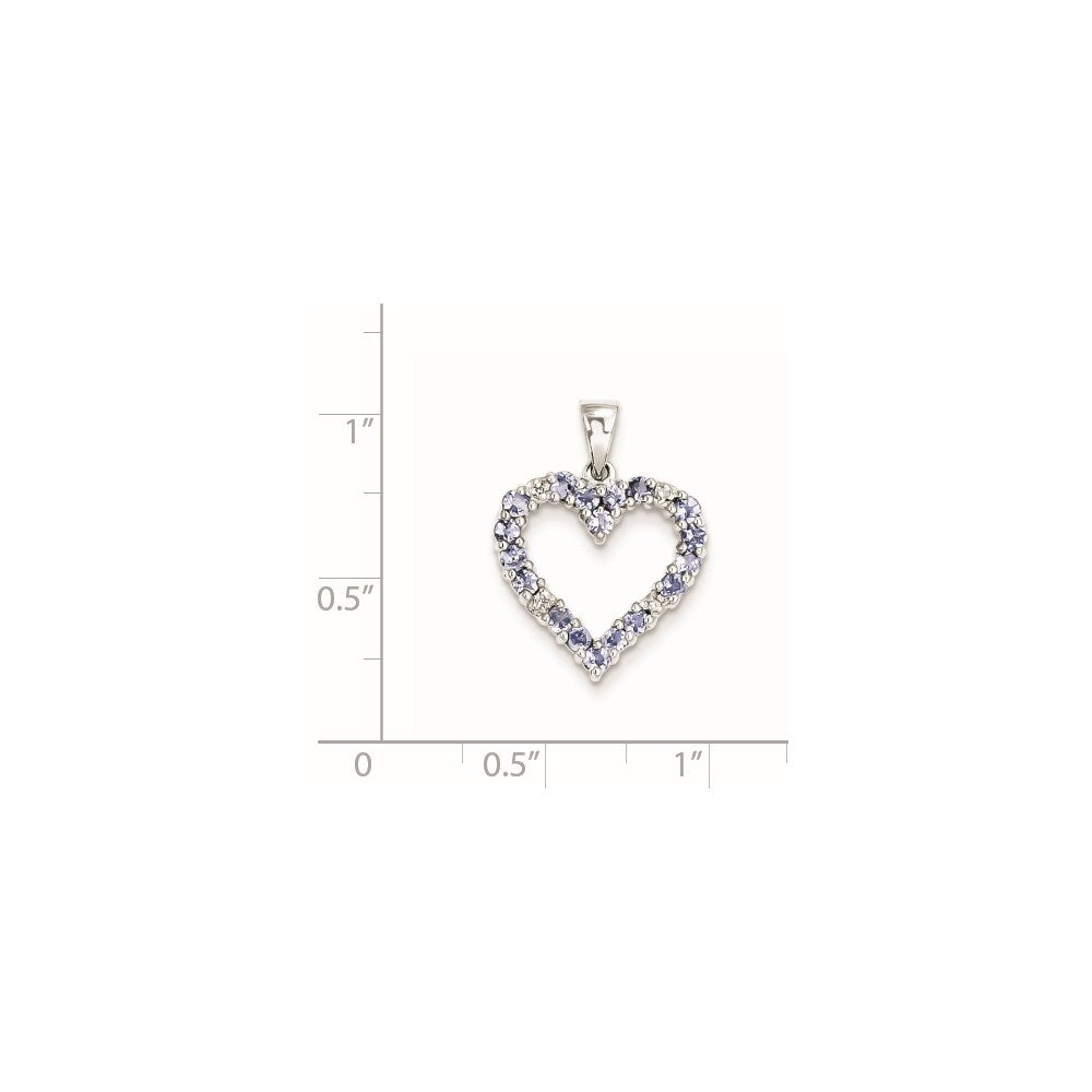 Sterling Silver Rhodium-plated Tanzanite & Diamond Pendant