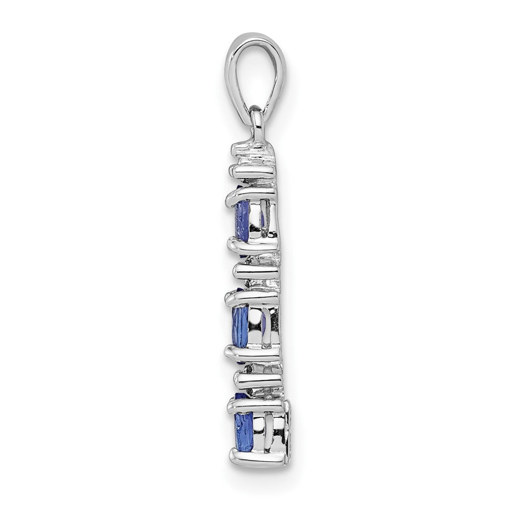 Sterling Silver Rhodium-plated Tanzanite & Diamond Pendant