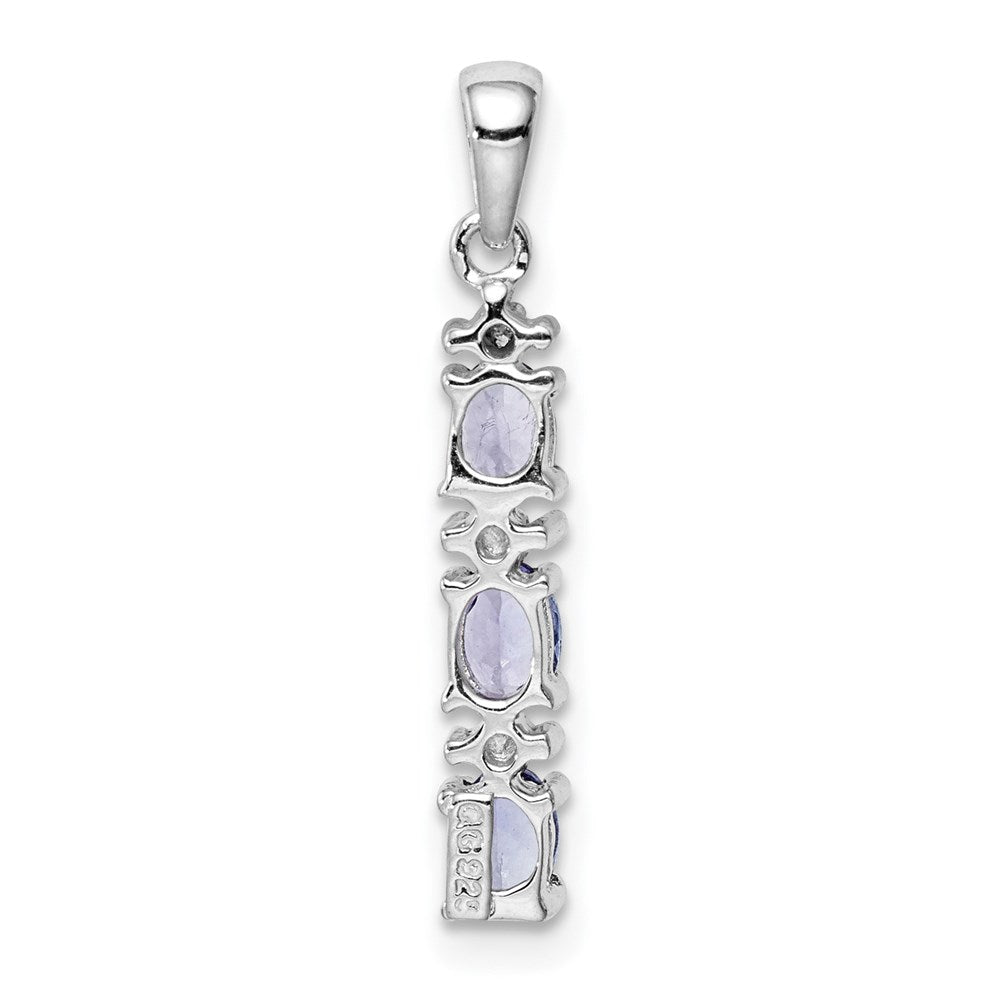 Sterling Silver Rhodium-plated Tanzanite & Diamond Pendant