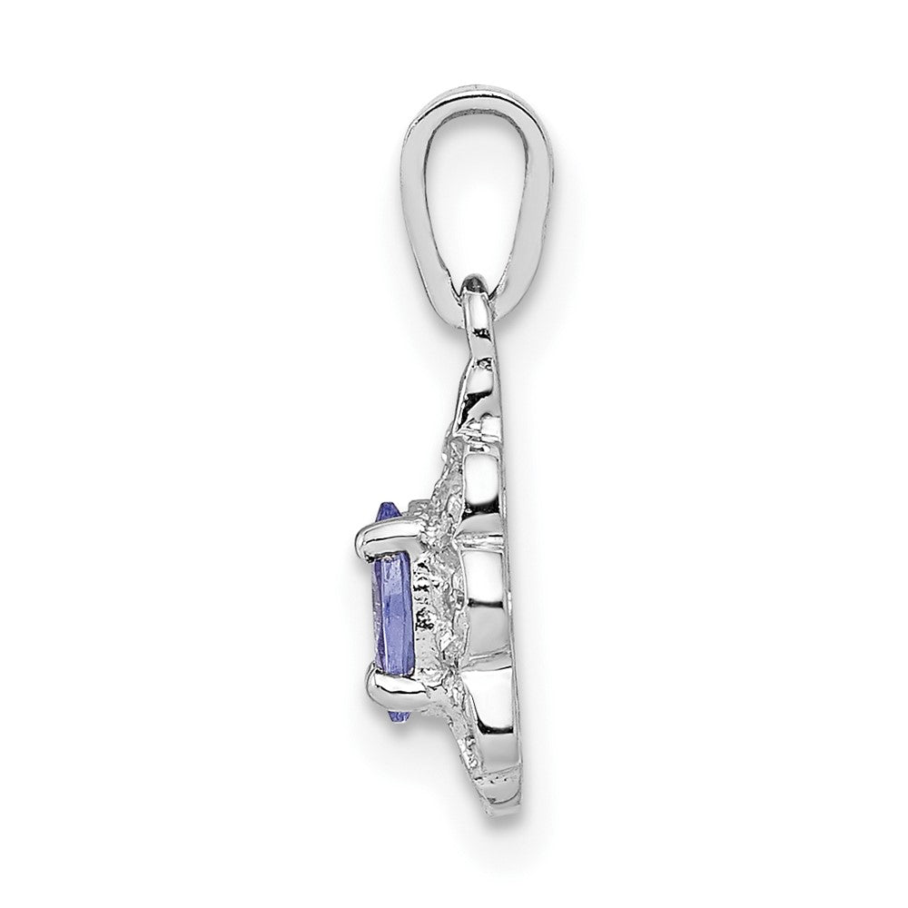 Sterling Silver Rhodium-plated Tanzanite & Diamond Pendant