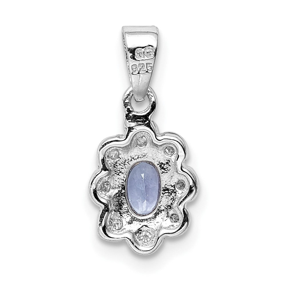 Sterling Silver Rhodium-plated Tanzanite & Diamond Pendant