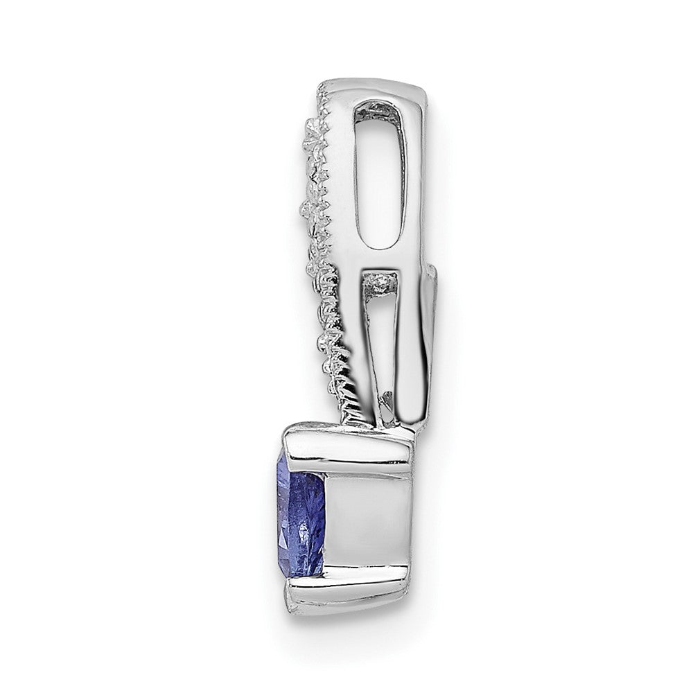 Sterling Silver Rhodium-plated Tanzanite & Diamond Pendant