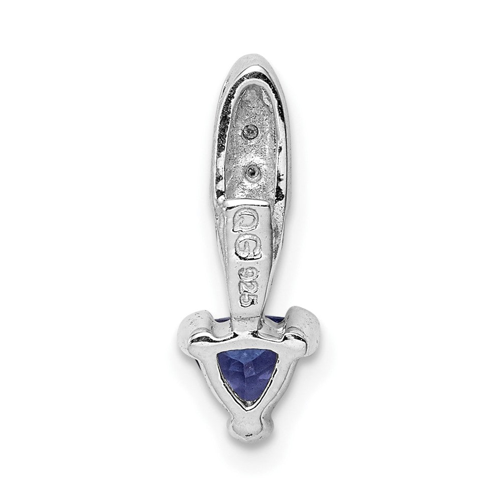 Sterling Silver Rhodium-plated Tanzanite & Diamond Pendant