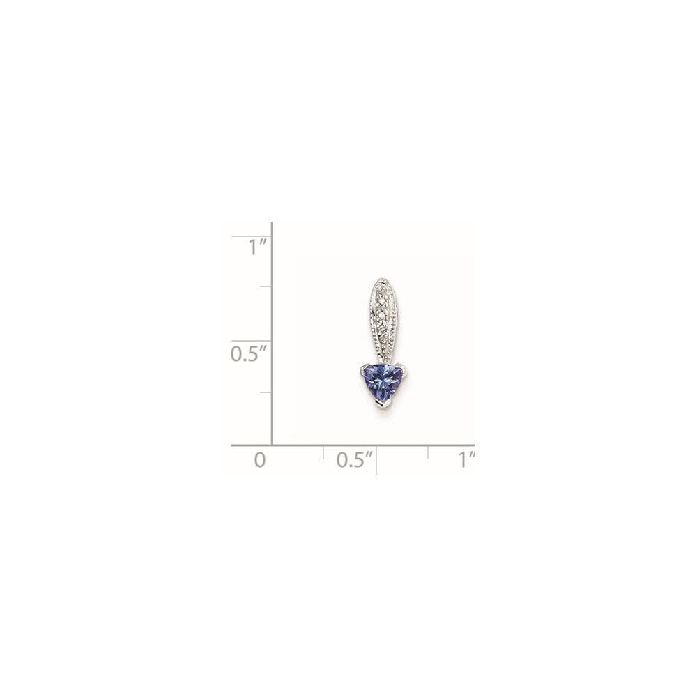 Sterling Silver Rhodium-plated Tanzanite & Diamond Pendant