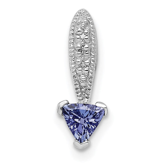 Sterling Silver Rhodium-plated Tanzanite & Diamond Pendant