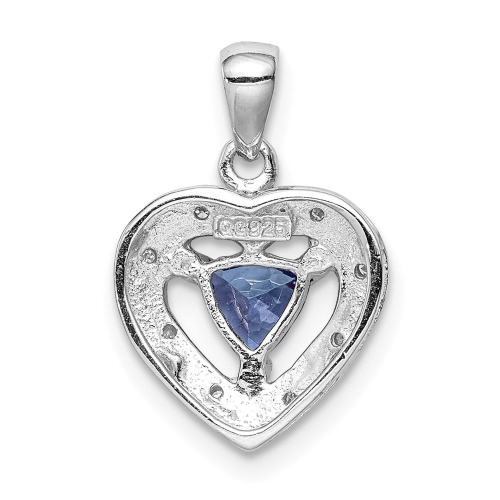 Sterling Silver Rhodium-plated Tanzanite & Diamond Pendant