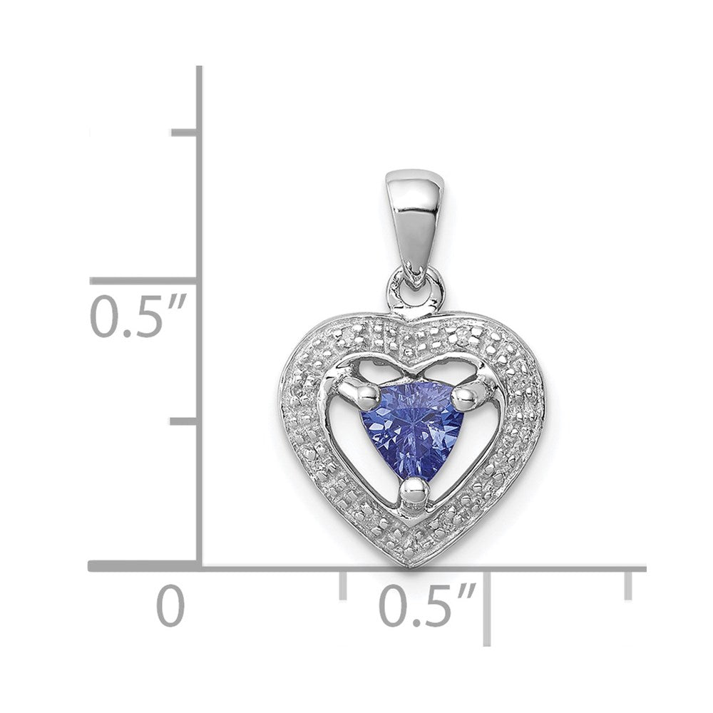 Sterling Silver Rhodium-plated Tanzanite & Diamond Pendant