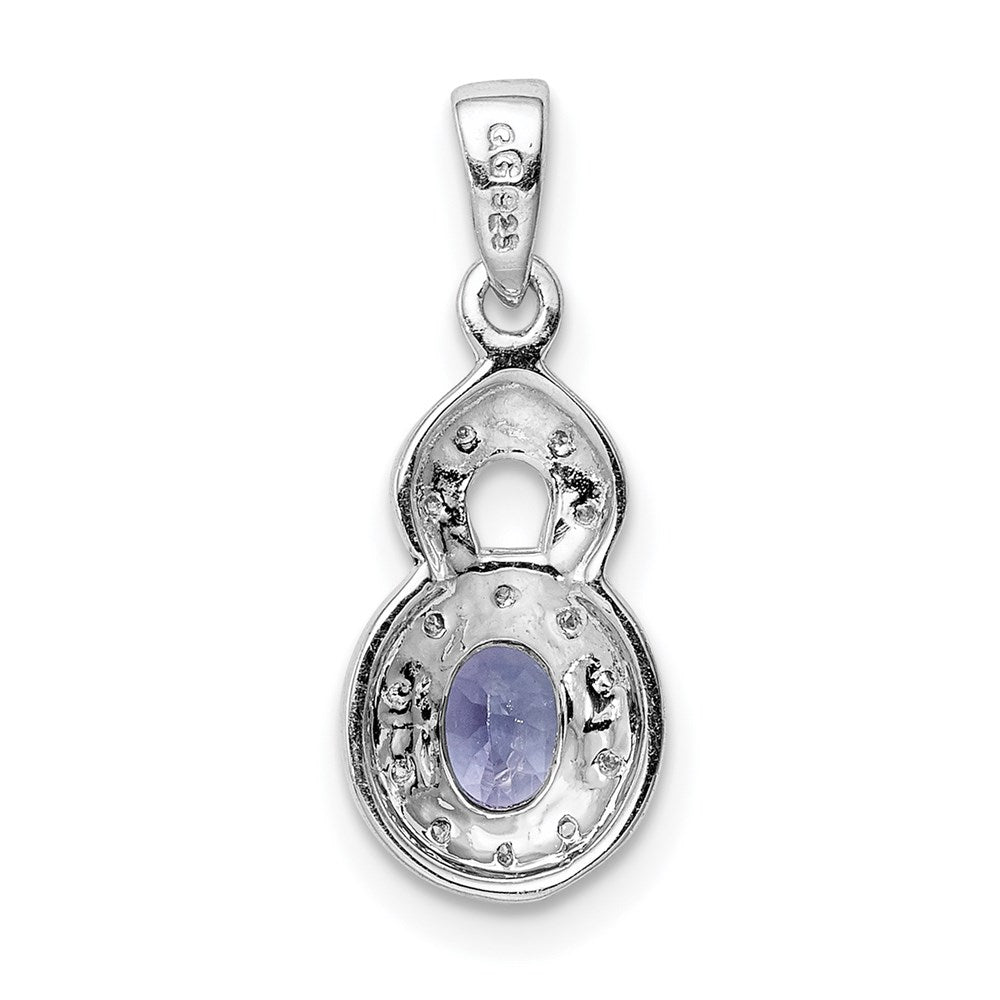 Sterling Silver Rhodium-plated Tanzanite & Diamond Pendant