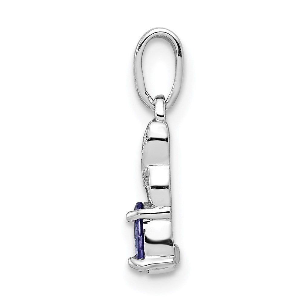 Sterling Silver Rhodium-plated Tanzanite & Diamond Pendant