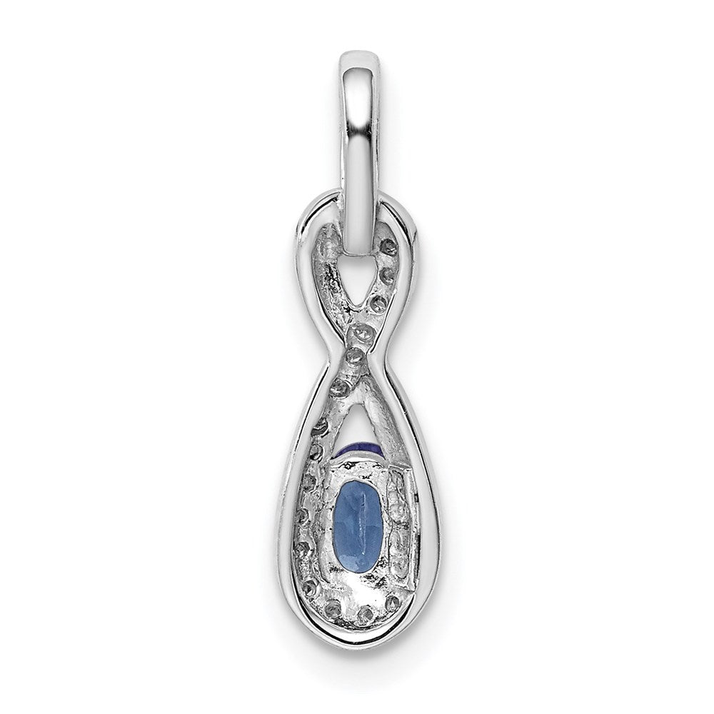 Sterling Silver Rhodium-plated Tanzanite & Diamond Pendant