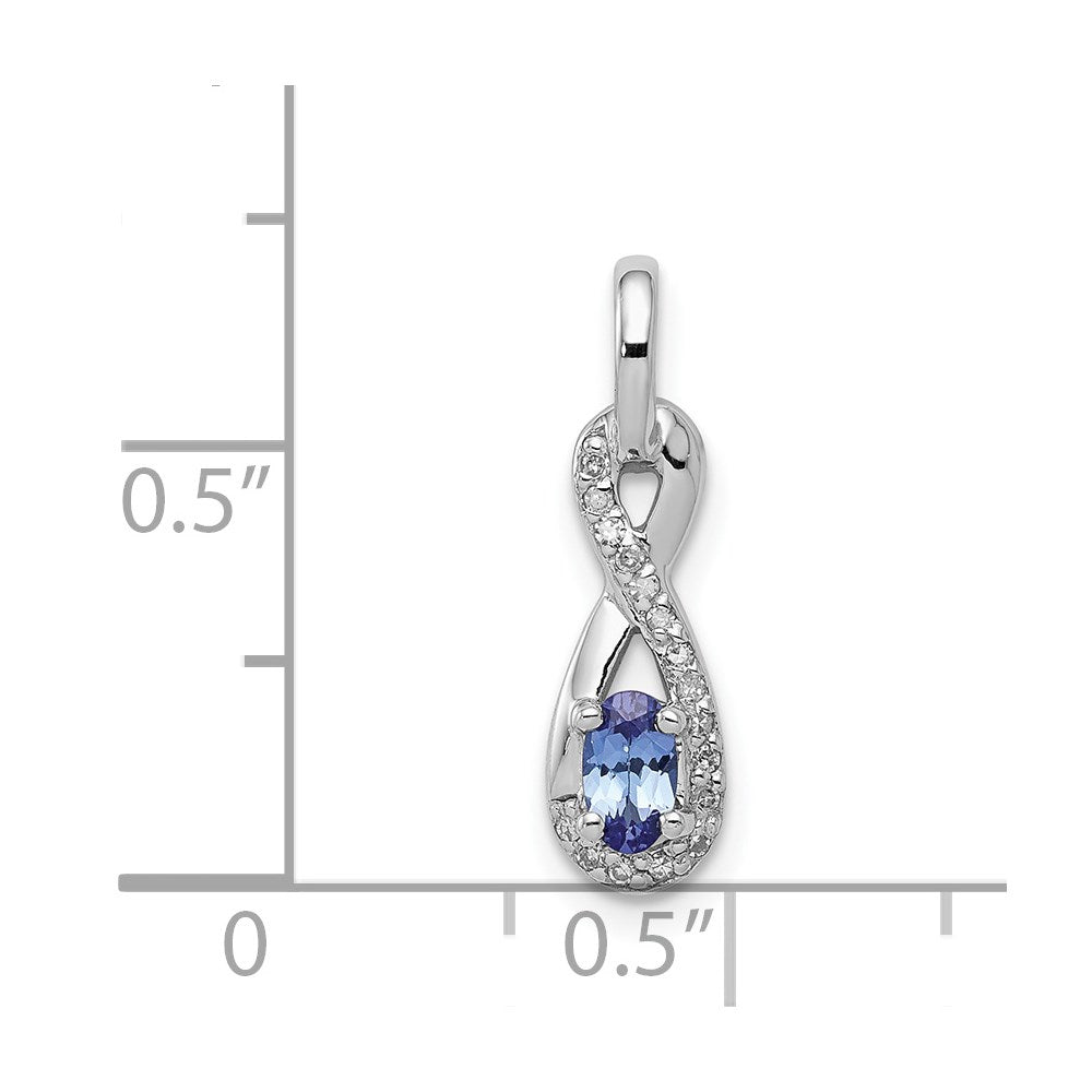 Sterling Silver Rhodium-plated Tanzanite & Diamond Pendant