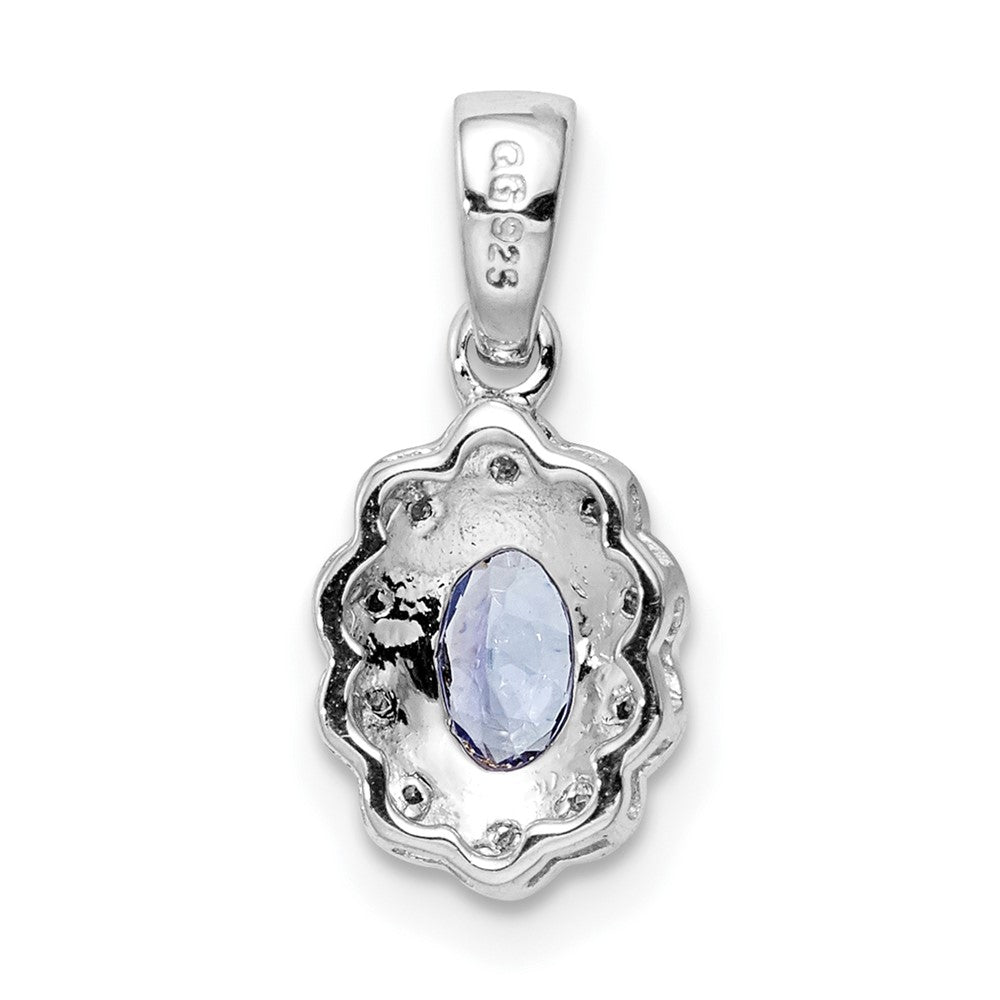 Sterling Silver Rhodium-plated Tanzanite & Diamond Pendant