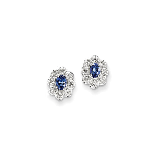 Sterling Silver Tanzanite & Diamond Earrings