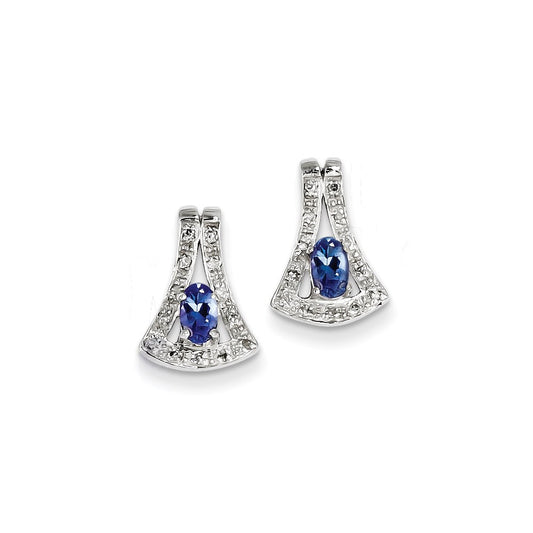 Sterling Silver Tanzanite & Diamond Earrings