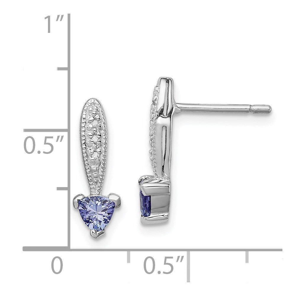 Sterling Silver Rhodium-plated Tanzanite & Diamond Earrings