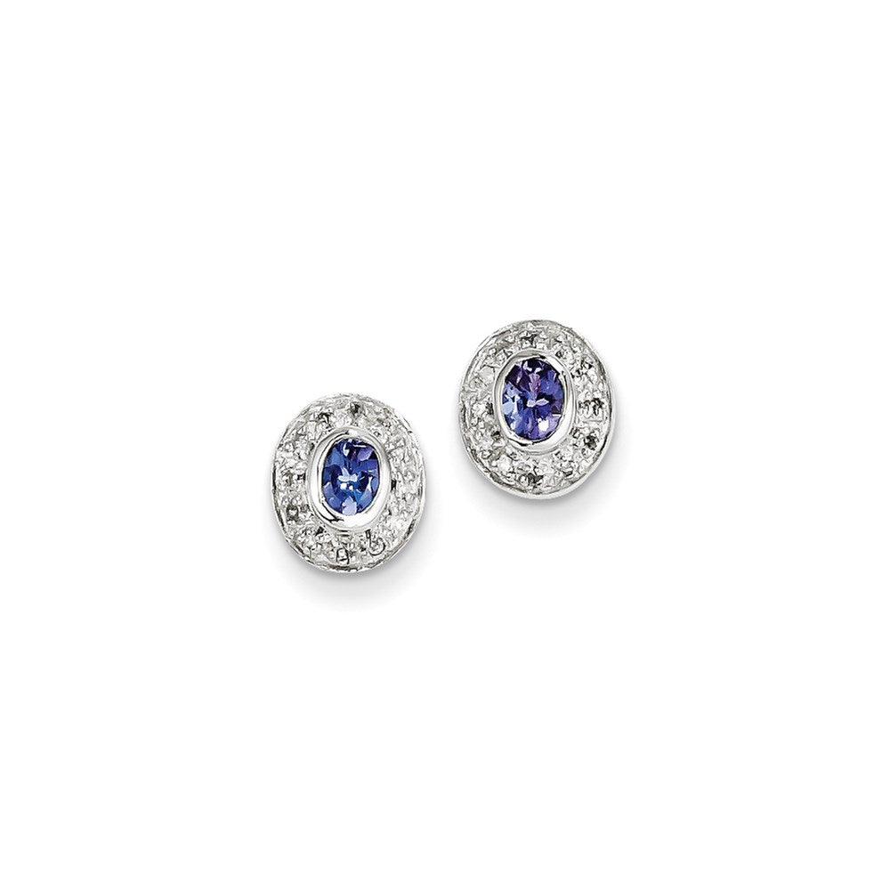 Sterling Silver Tanzanite & Diamond Earrings