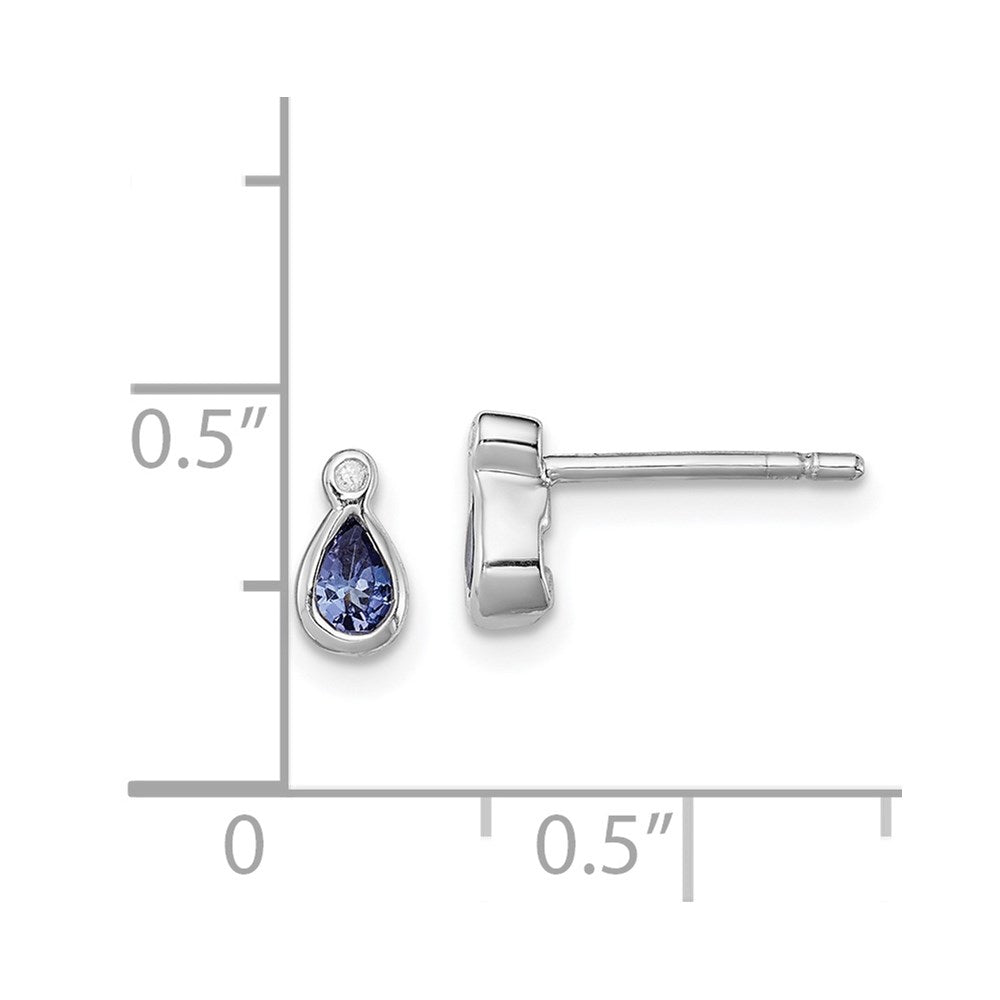 Sterling Silver Rhodium-plated Tanzanite & Diamond Earrings