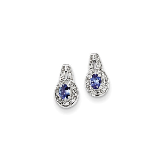 Sterling Silver Tanzanite & Diamond Earrings