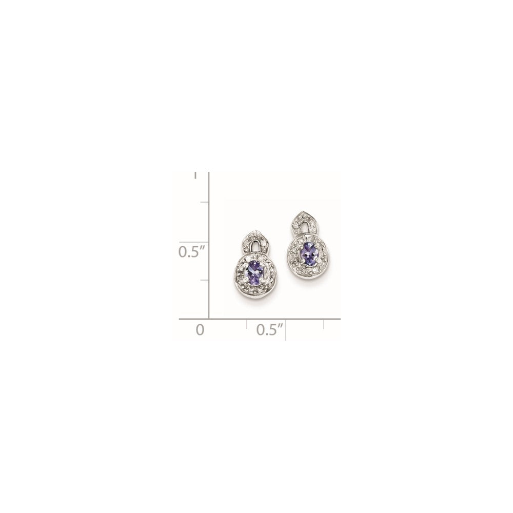 Sterling Silver Tanzanite & Diamond Earrings