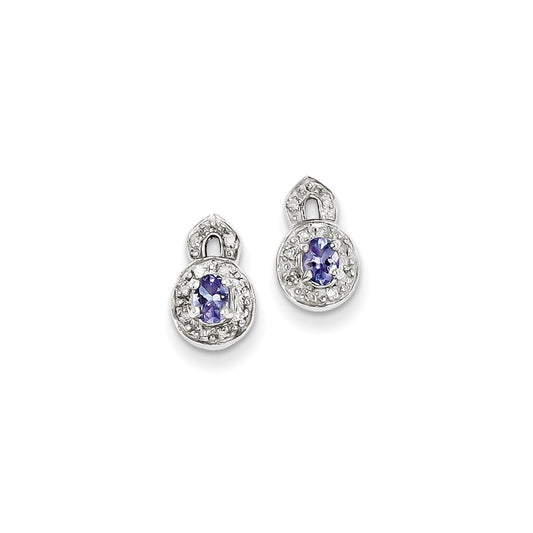 Sterling Silver Tanzanite & Diamond Earrings