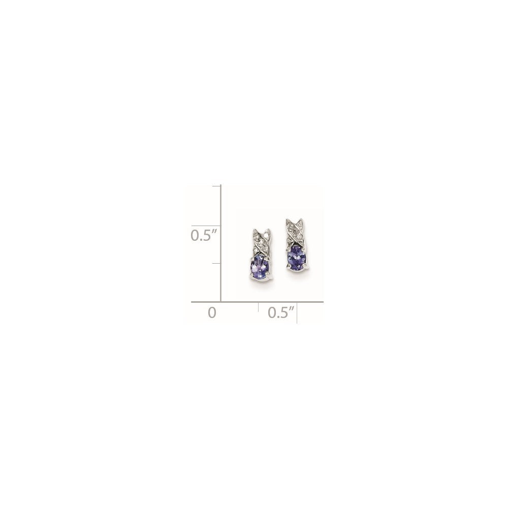 Sterling Silver Tanzanite & Diamond Earrings