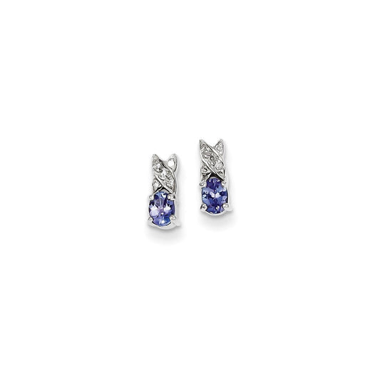 Sterling Silver Tanzanite & Diamond Earrings