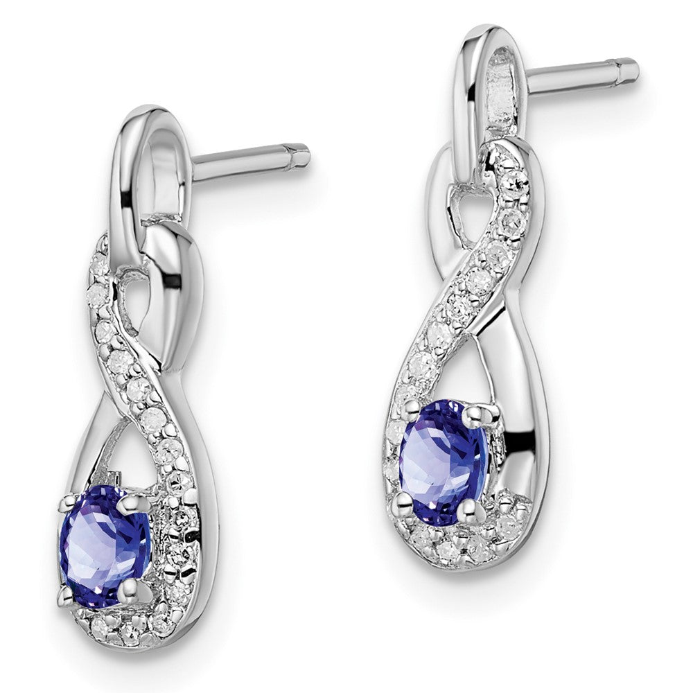 Sterling Silver Rhodium-plated Tanzanite & Diamond Earrings