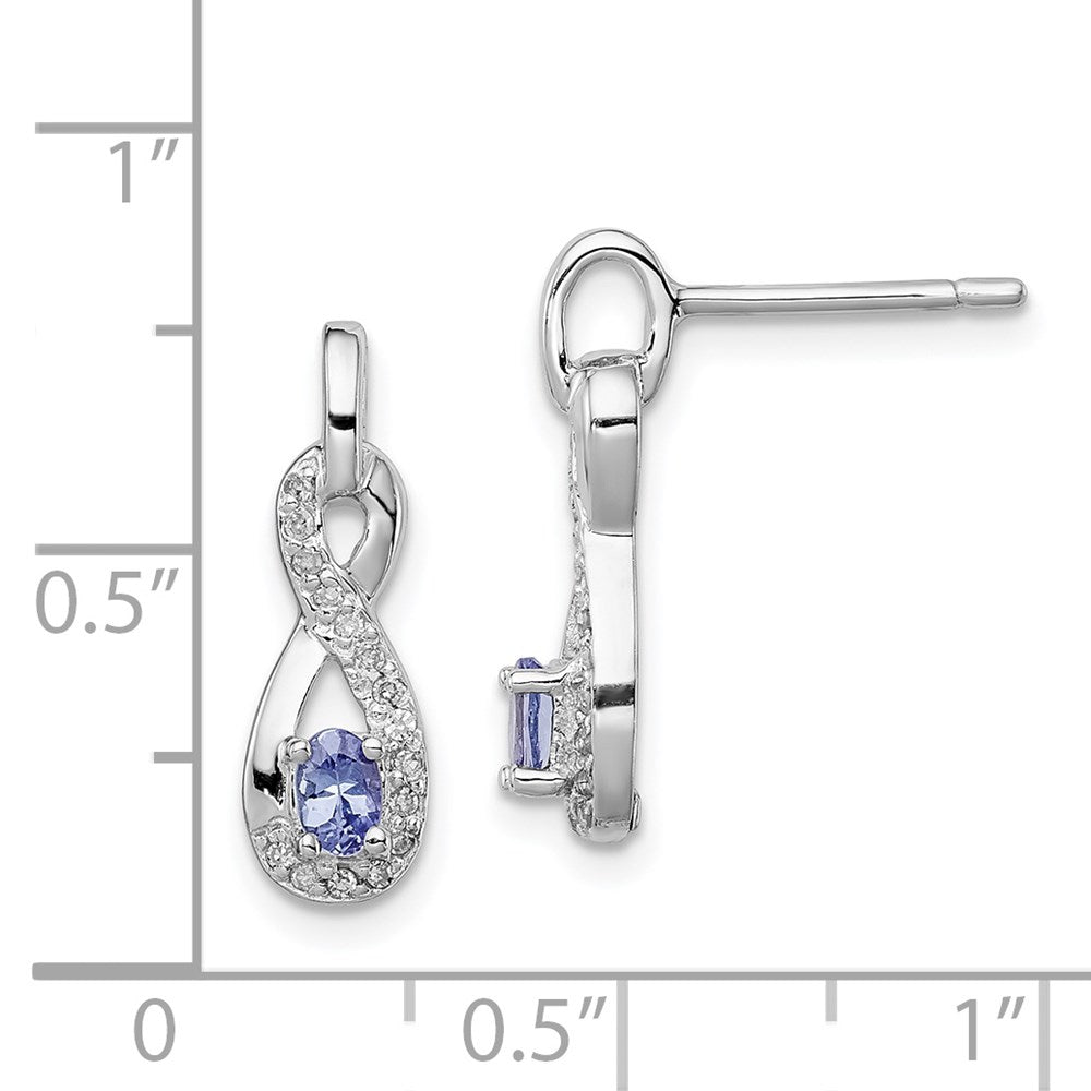 Sterling Silver Rhodium-plated Tanzanite & Diamond Earrings