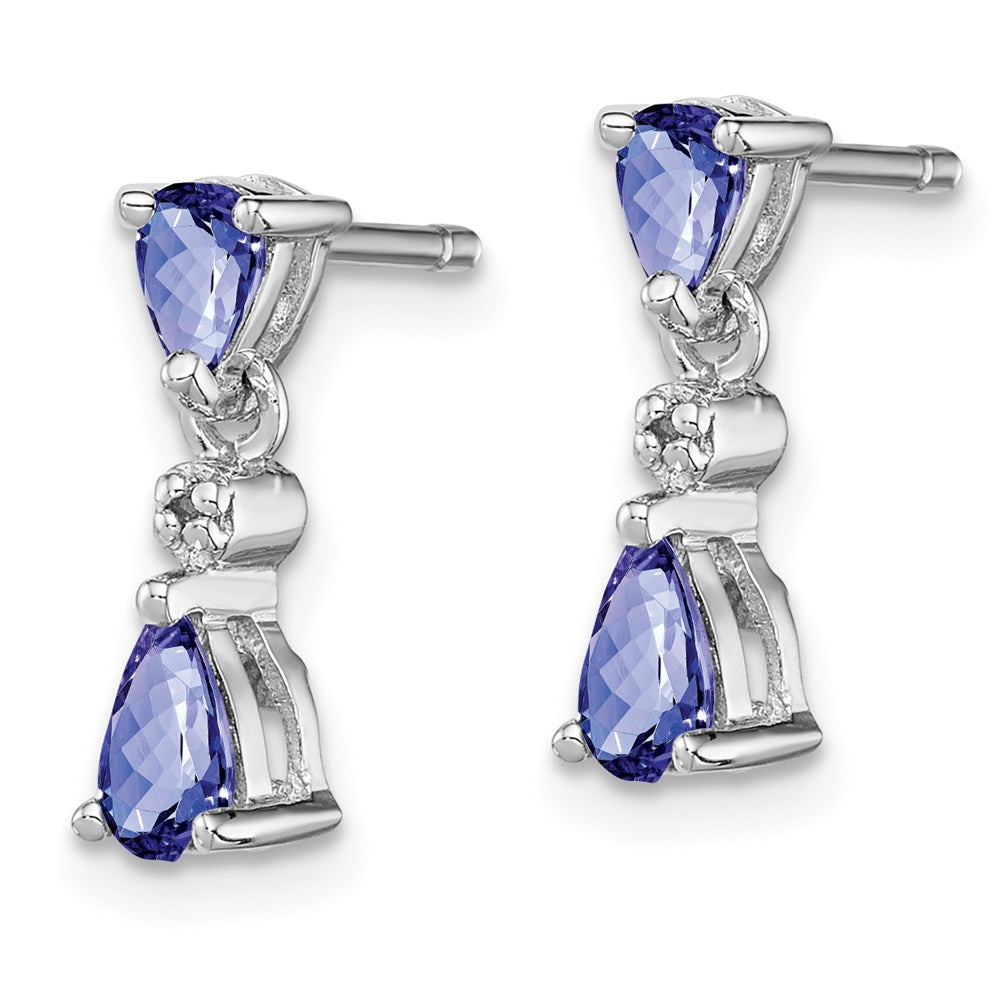 Sterling Silver Rhodium-plated Tanzanite & Diamond Earrings