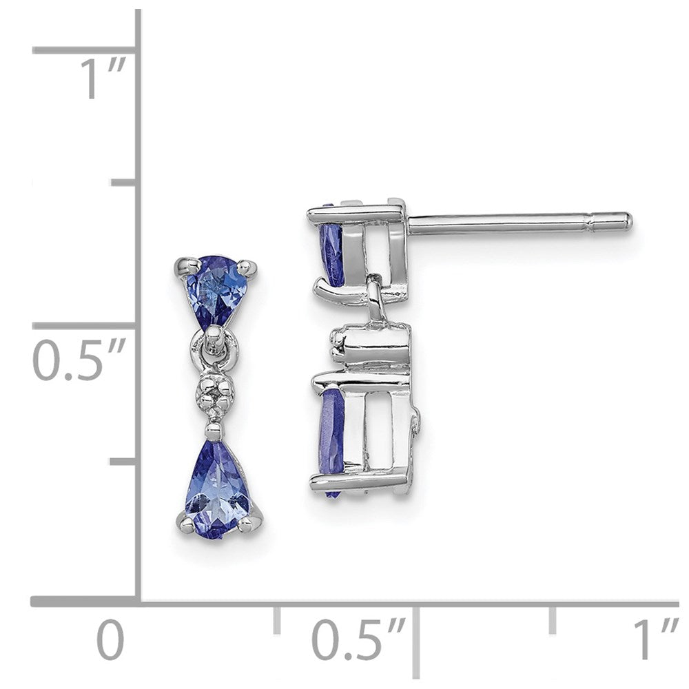 Sterling Silver Rhodium-plated Tanzanite & Diamond Earrings