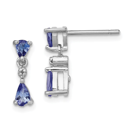 Sterling Silver Rhodium-plated Tanzanite & Diamond Earrings