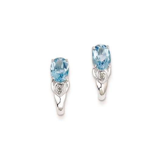 Sterling Silver Diamond and Blue Topaz Earrings